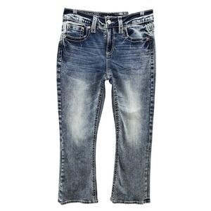 Fleur By Miss Me Jeans Womens 10P Bootcut Medium Wash Embroidered Stretch SR178P